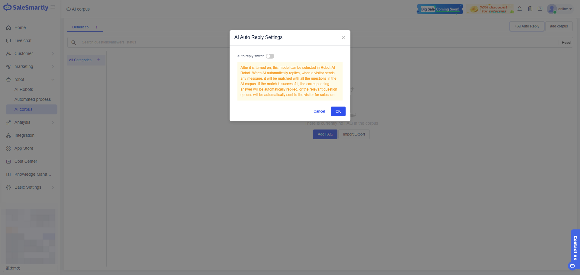 Bật phản hồi tự động AI