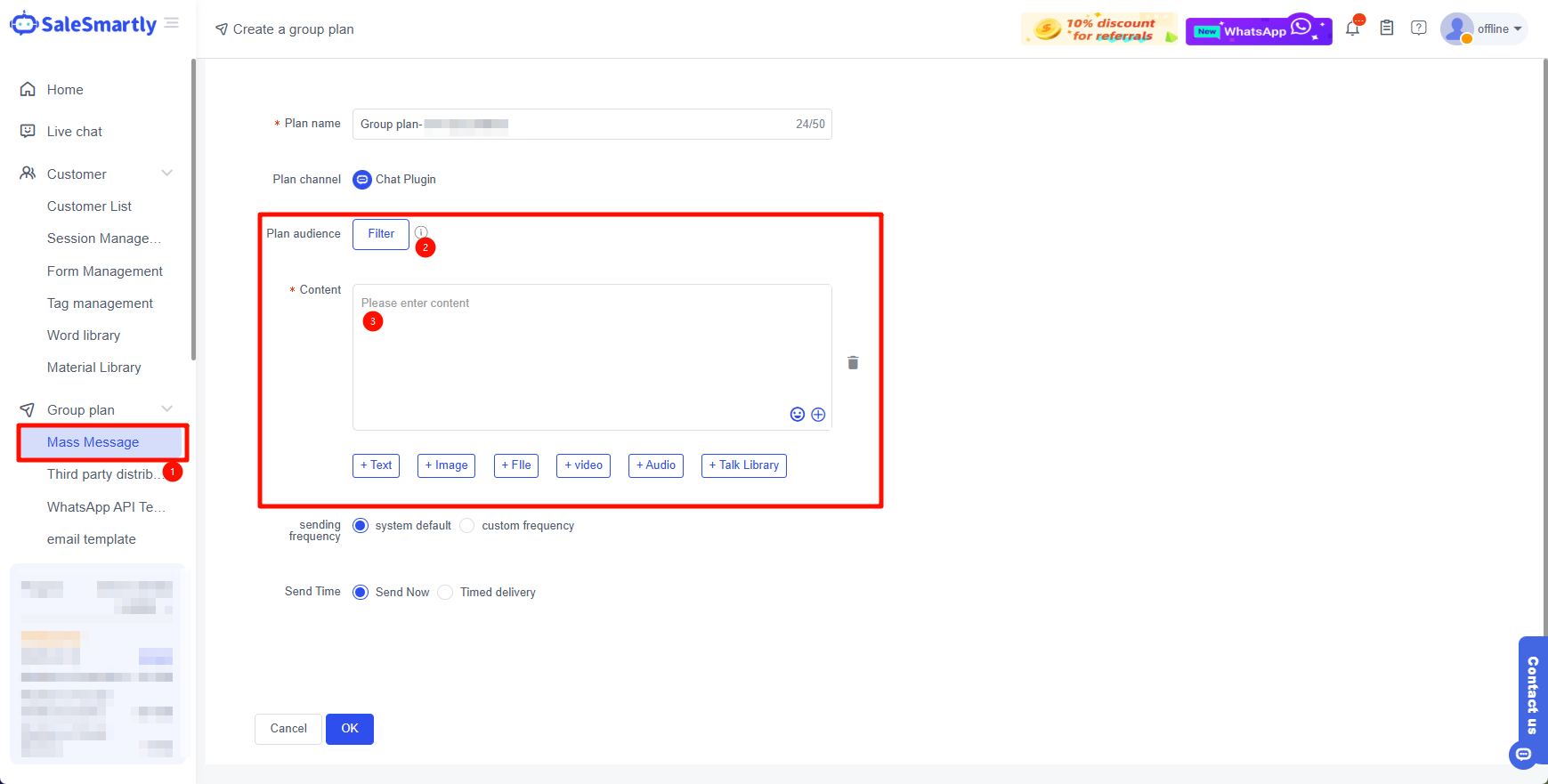 Bulk Message Settings