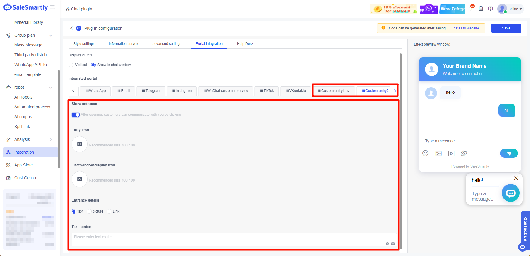 Tùy chỉnh giao diện & nội dung cho điểm truy cập plugin