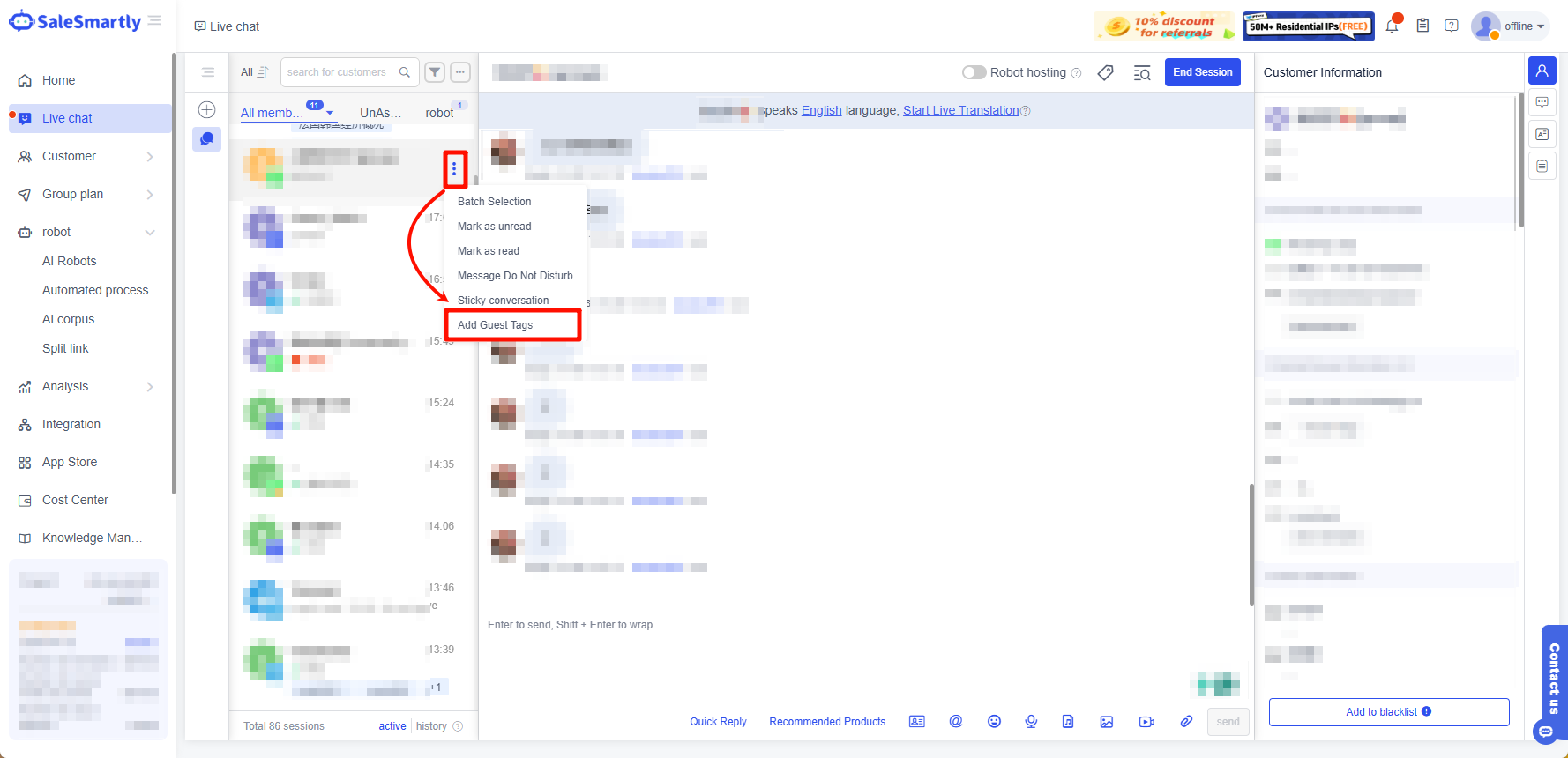 Gắn nhãn nhanh cho khách truy cập trong trò chuyện