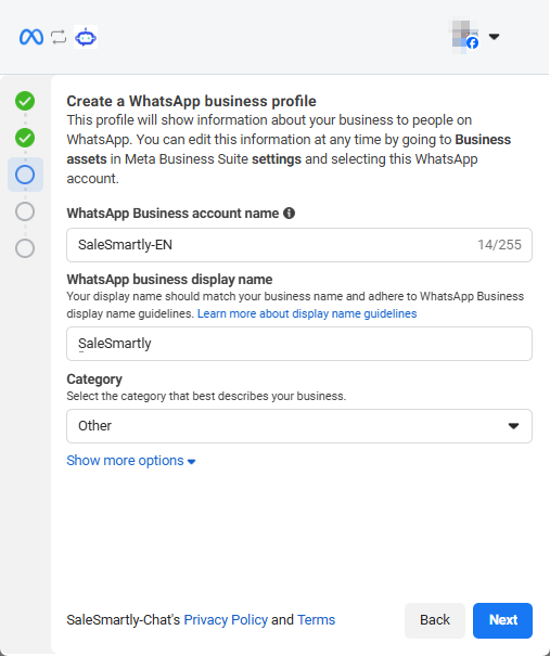 Điền tên tài khoản và tên hiển thị