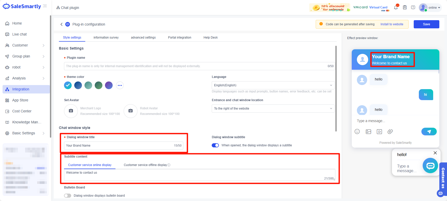 Find the Chat Window Style