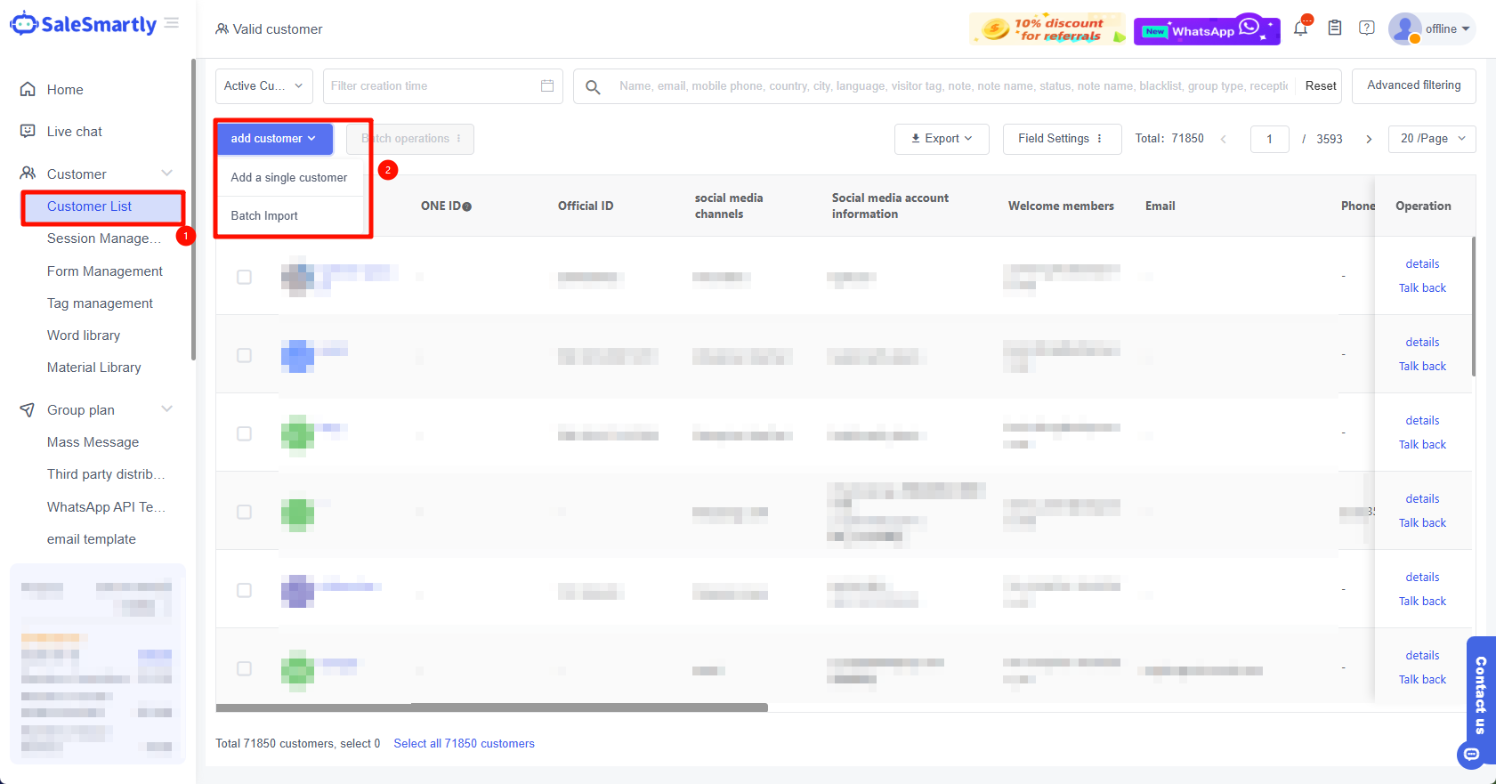 Thêm/Nhập khách hàng