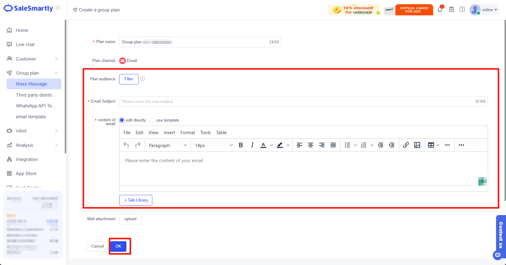 Cài đặt tin nhắn hàng loạt