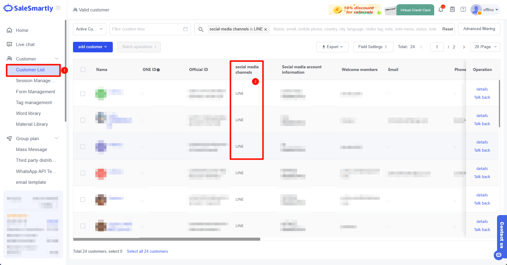 Kiểm tra danh bạ LINE