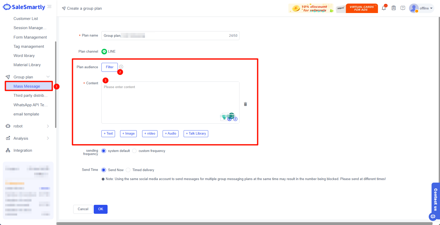 Cài đặt tin nhắn hàng loạt
