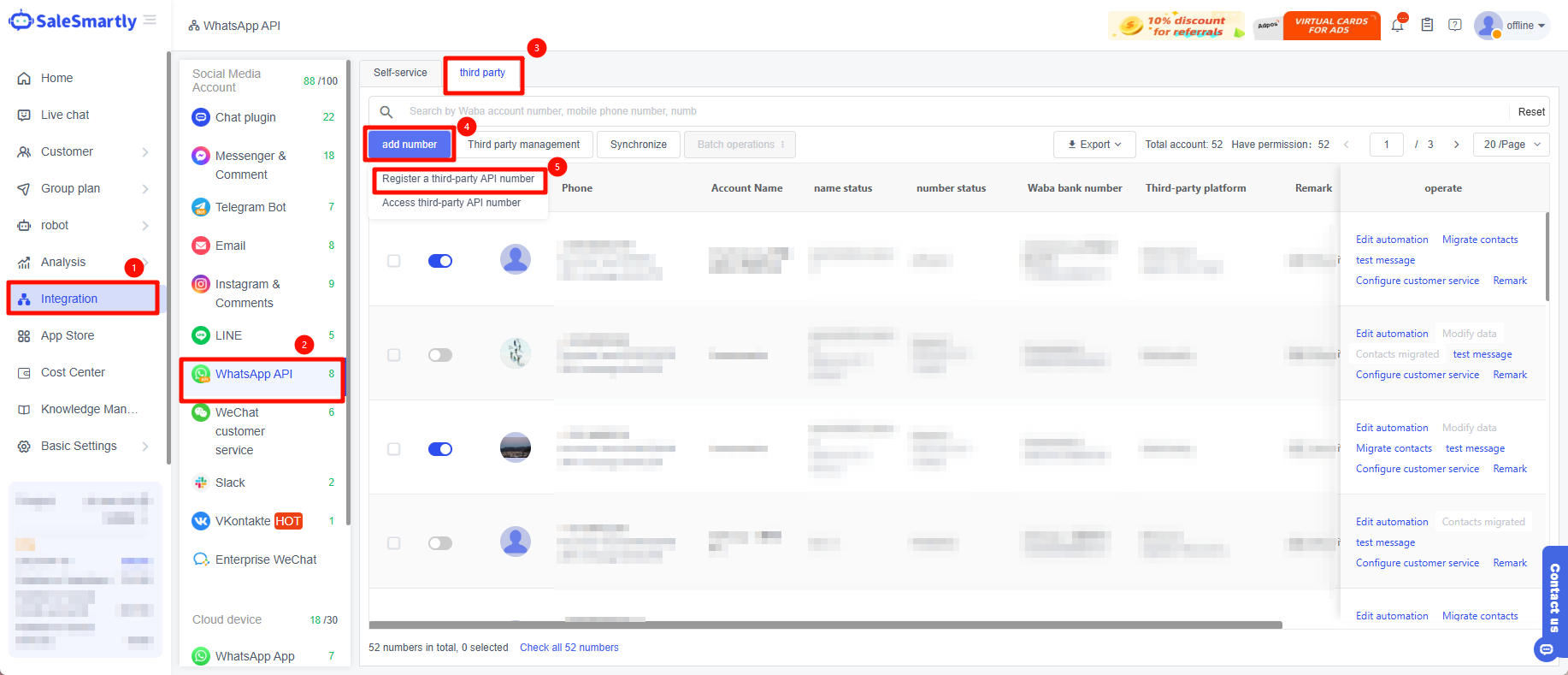 Đăng ký số API bên thứ ba