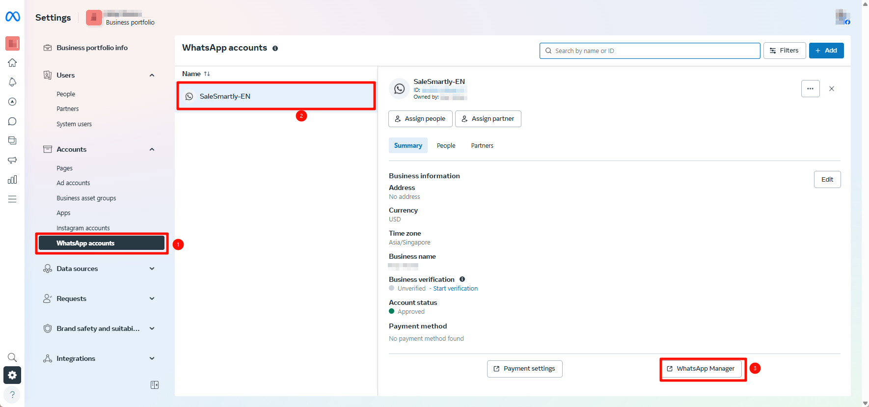 Nhấp WhatsApp Manager