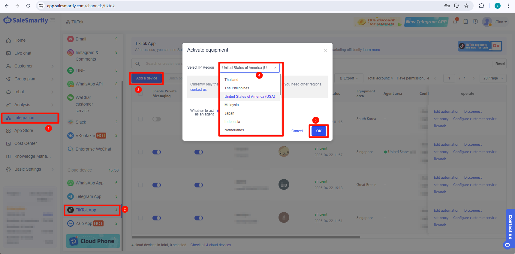Thêm thiết bị TikTok