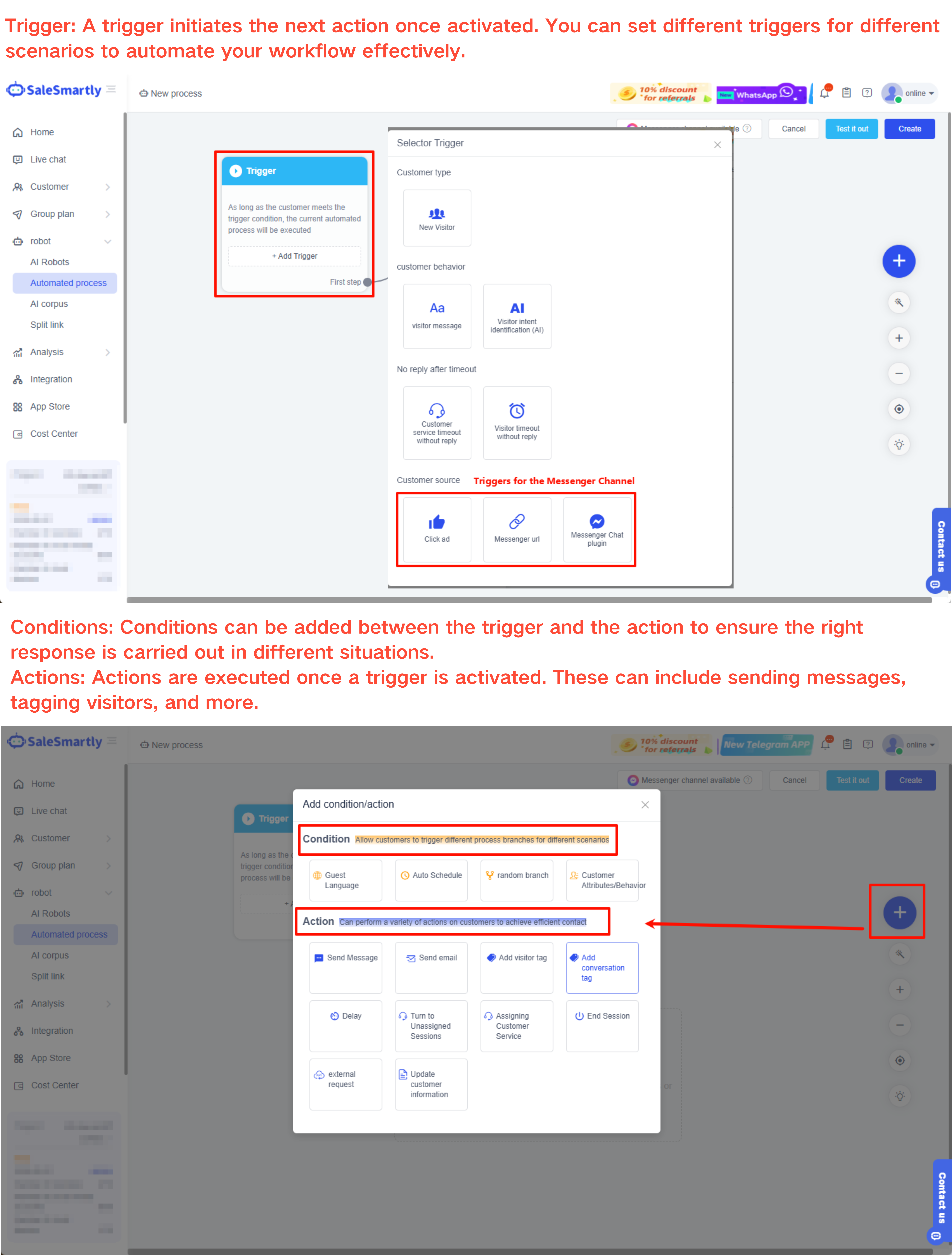 Đặt kích hoạt dành riêng cho kênh Facebook